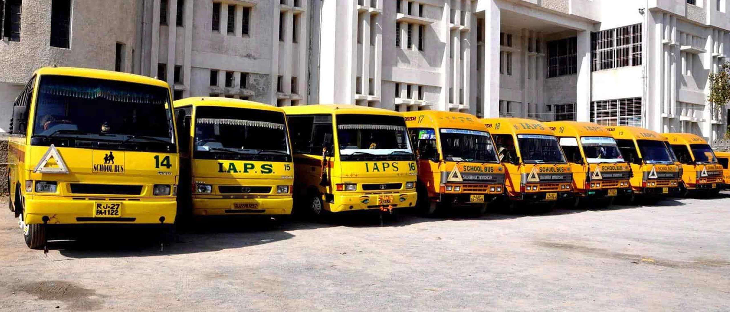 Transportation: GPS-tracked school buses covering major Udaipur routes, operated by trained drivers and attendants.